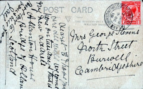 Postcard Backing from Bridge of Allan Postcard - circa 1919