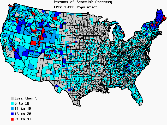 Map of USA - Persons of Scottish Ancestry